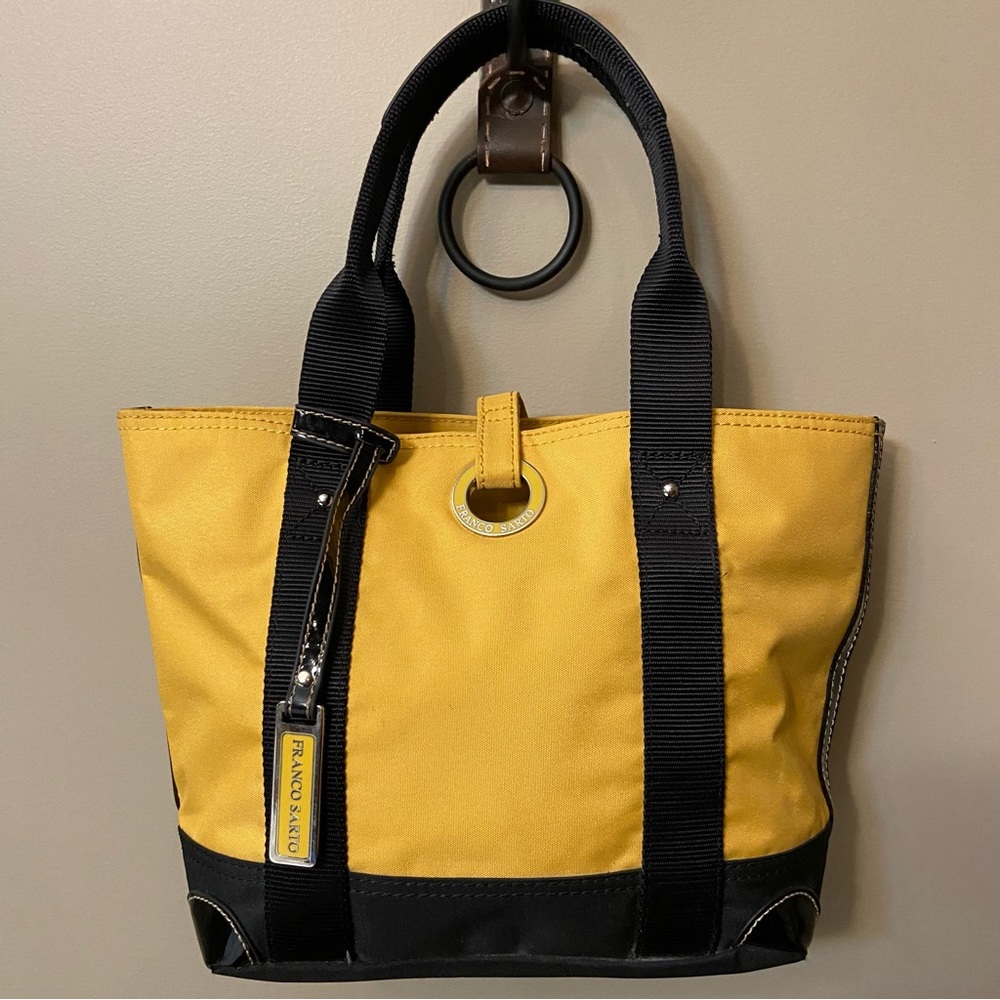 Yellow Canvas & Black Patent Trim Womens Tote  Bag- Sharp Bag!